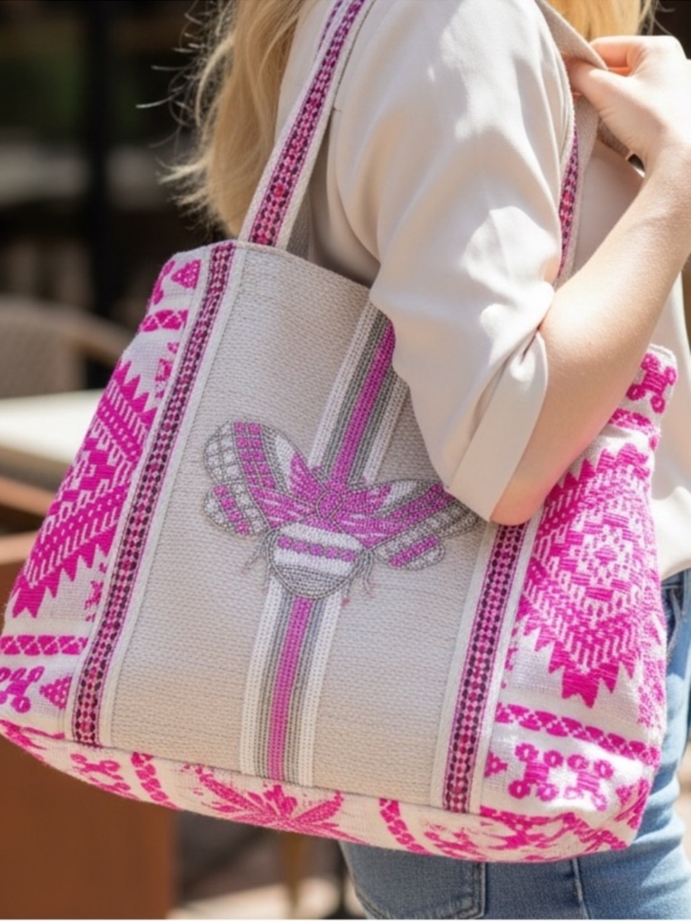 America and Beyond Express Edit Tote. NWT. Pink Butterfly